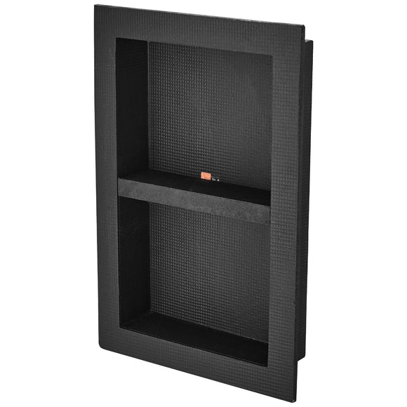 VEVOR Shower Niche Ready for Tile 40.64 x 60.96 cm, 16 x 24 inch Double Shelf Organizer, Square Corners Wall-inserted Niche Recessed, Sealed Protection Modern Soap Storage Niche for Shower Bathroom, Black