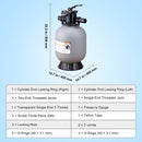 Sand Filter, 16-inch, 406.4mm, Up to 35 GPM Flow Rate, Above Inground Swimming Pool Sand Filter System with 7-Way Multi-Port Valve, Filter, Backwash, Rinse, Recirculate, Waste, Winter, Closed Functions-7