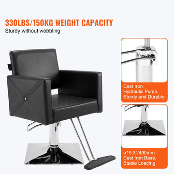 Salon Chair, Barber Chair for Hair Stylist, Styling Chair with Heavy Duty Hydraulic Pump, Swivel Hair Salon Chair with Footrest for Beauty Spa Shampoo, Max Load Weight 330 lbs, Black - 0