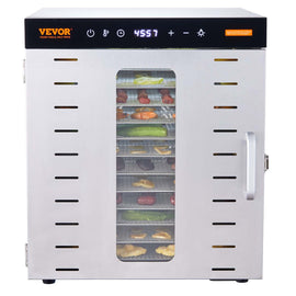 VEVOR 10 Trays Food Dehydrator Machine Stainless Steel 1000W Jerky Fruit Drying