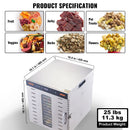 VEVOR 10 Trays Food Dehydrator Machine Stainless Steel 1000W Jerky Fruit Drying-7