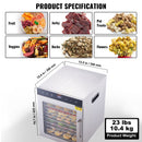 VEVOR 10 Trays Food Dehydrator Machine Stainless Steel 800W Jerky Fruit Drying-7