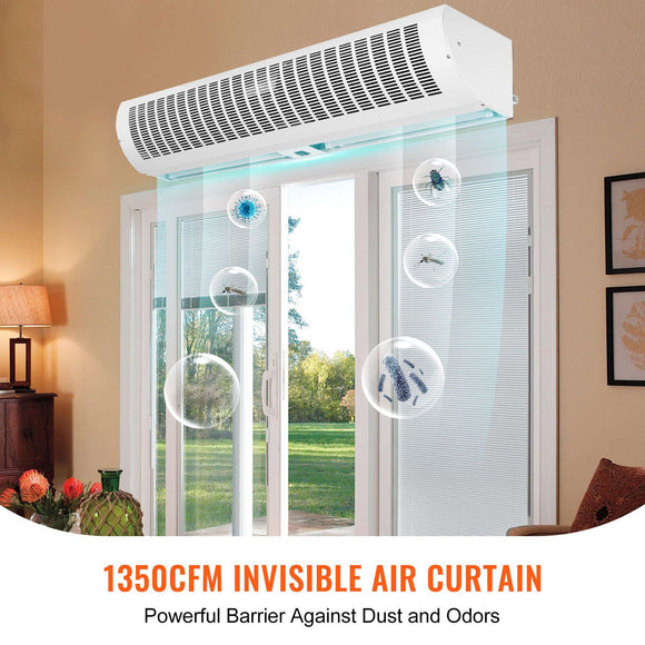 1.1m Commercial Indoor Air Curtain Super Power 2 Speeds 2292m_/h, UL Certified Wall Mounted Air Curtains for Doors, Indoor Over Door Fan with Heavy Duty Limit Switch, Easy-Install Unheated