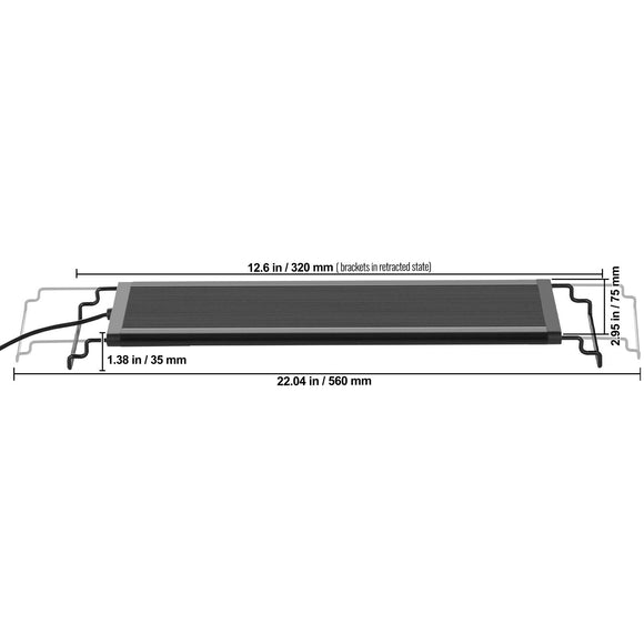 Aquarium Light, 14W Full Spectrum Fish Tank Light with 24/7 Natural Mode, Adjustable Timer & 5-Level Brightness, with Aluminum Alloy Shell Extendable Brackets for 12"-18" Freshwater Planted Tank