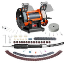 Jewelry Polisher, Bench Grinder Polishing & Buffing Machine, 3590RPM Bench Lathe Polisher with 1 Wool Wheel & 1 Abrasive Fiber Wheel & 1 Grinding Wheel & 100pcs Tools-1