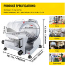 Commercial Meat Slicer, 240W Electric Deli Food Slicer, 10 inch Carbon Steel Blade Electric Food Slicer, 350-400RPM Meat Slicer, 0 - 0.47 inch Adjustable Thickness for Commercial and Home Use-7