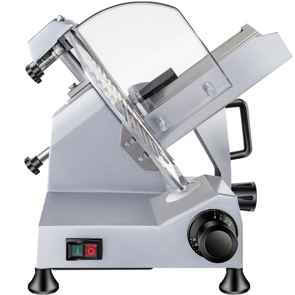Commercial Meat Slicer, 240W Electric Deli Food Slicer, 10 inch Carbon Steel Blade Electric Food Slicer, 350-400RPM Meat Slicer, 0 - 0.47 inch Adjustable Thickness for Commercial and Home Use