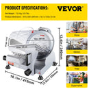 VEVOR Commercial Meat Slicer, 240W Electric Deli Food Slicer, 10 inch Carbon Steel Blade Electric Food Slicer, 350-400RPM Meat Slicer, 0 - 0.47 inch Adjustable Thickness for Commercial and Home Use-7