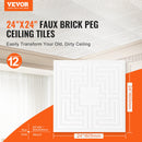 VEVOR Ceiling Tiles 12-Pack 24 x 24 in PVC Easy Installation White Echo Pattern-2