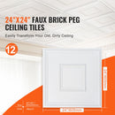 Ceiling Tiles 12-Pack 24 x 24 in PVC Easy Installation White Geometric-2