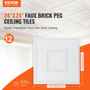 VEVOR Ceiling Tiles 12-Pack 24 x 24 in PVC Easy Installation White Geometric-2