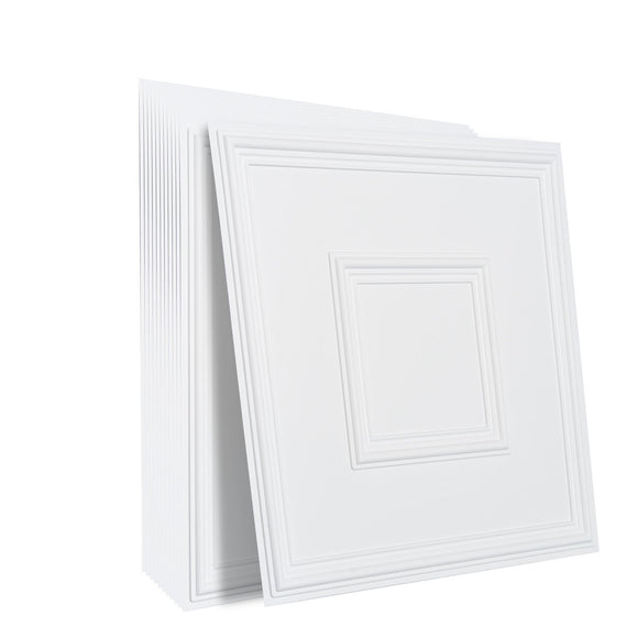 VEVOR Ceiling Tiles 12-Pack 24 x 24 in PVC Easy Installation White Geometric