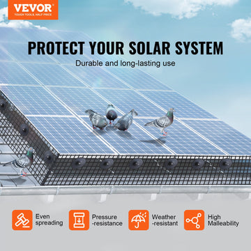 VEVOR 8in x 100ft Solar Panel Bird Guard Critter Guard Roll Kit 70pcs Fasteners - 0