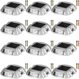 VEVOR Driveway Lights 12-Pack Solar Driveway Lights Bright White with Screws Solar Deck Lights Outdoor Waterproof Wireless Dock Lights 6 LEDs for Path Warning Garden Walkway Sidewalk Steps