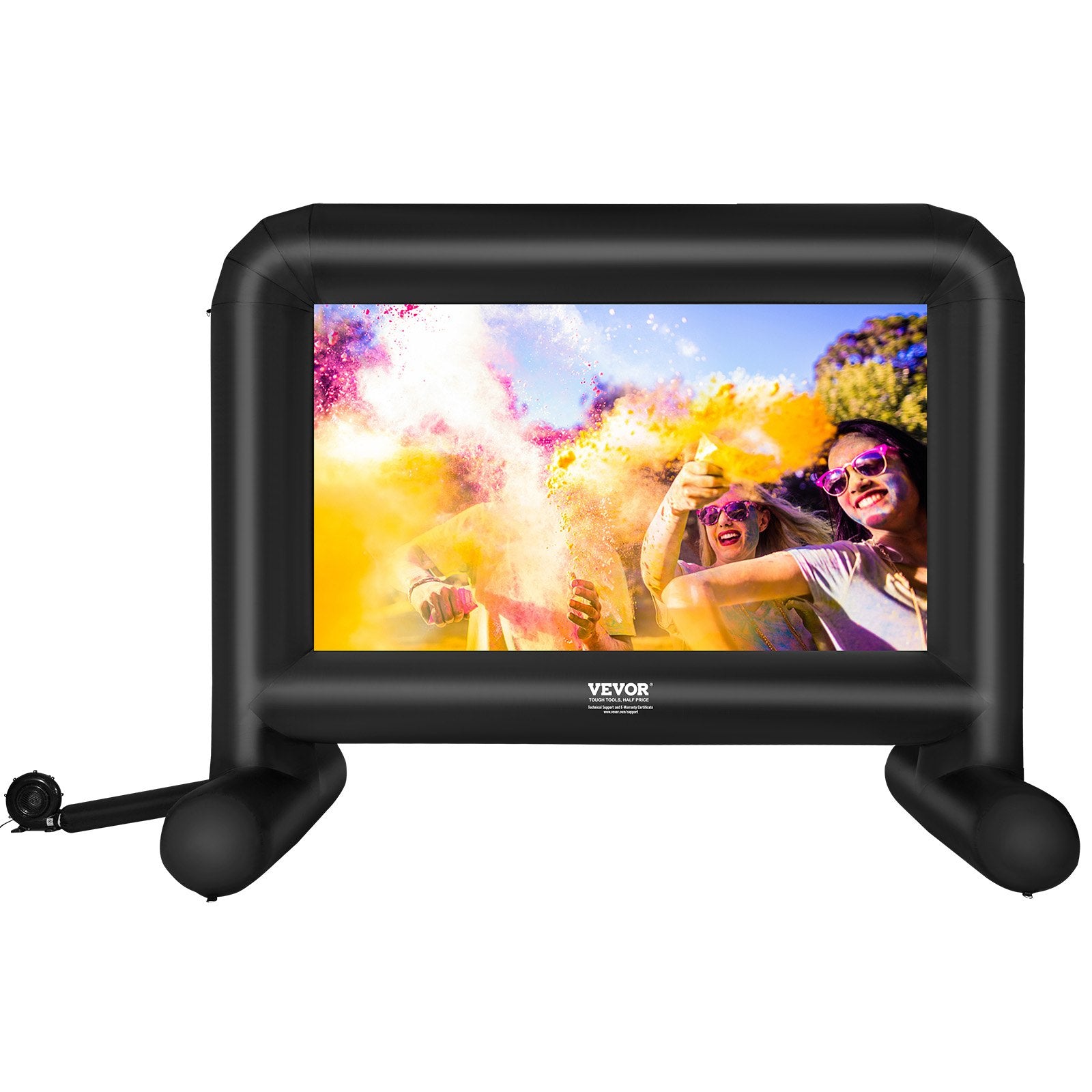 VEVOR Inflatable Movie Screen, 16 FT Inflatable Projector Screen for Outside with Blower and Carrying Bag, Front/Rear Projection, Oxford Fabric Blow Up Screen for Outdoor Parties Backyard Movie Night