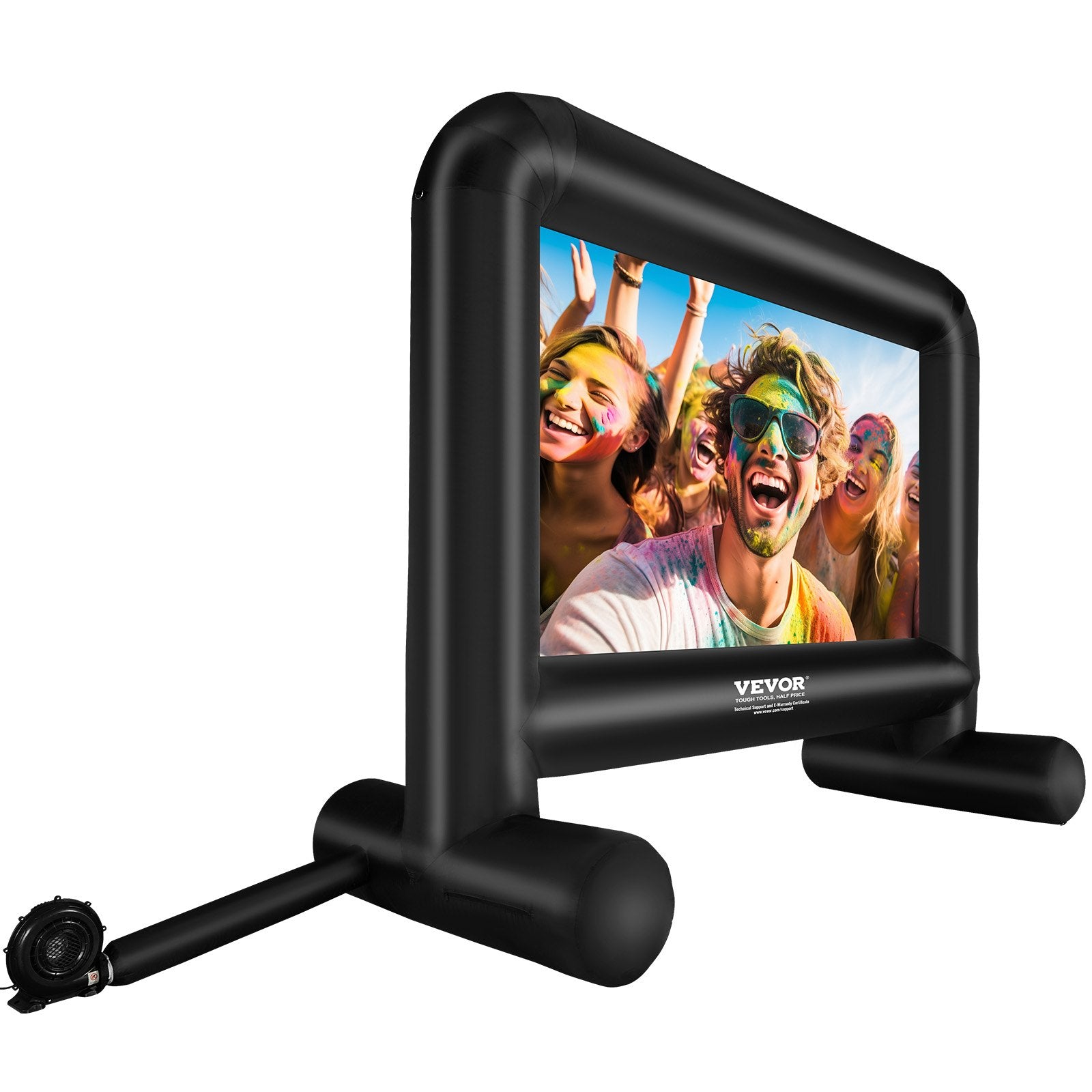 VEVOR Inflatable Movie Screen, 16 FT Inflatable Projector Screen for Outside with Blower and Carrying Bag, Front/Rear Projection, Oxford Fabric Blow Up Screen for Outdoor Parties Backyard Movie Night
