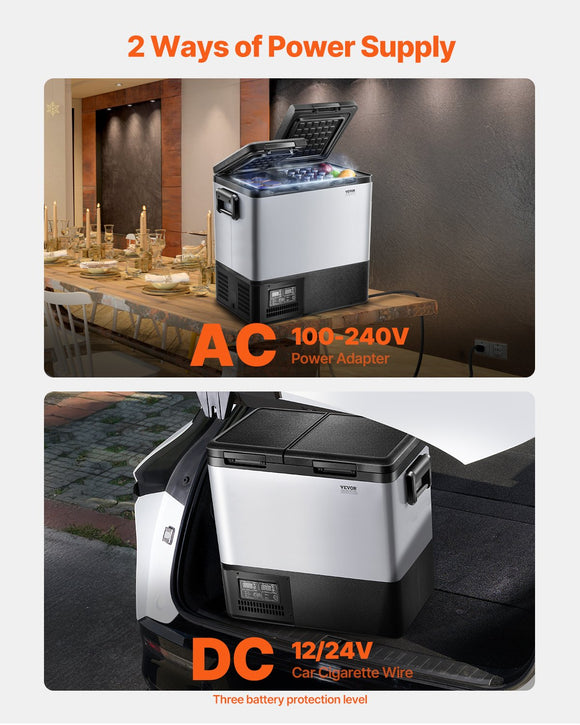 VEVOR Portable Car Refrigerator Freezer Compressor 55L Dual Zone for Car Home