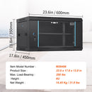 6U Wall Mount Network Server Cabinet, 15.5'' Deep, Server Rack Cabinet Enclosure, 200 lbs Max. Ground-mounted Load Capacity, with Locking Glass Door Side Panels, for IT Equipment, A/V Devices-7