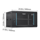 6U Wall Mount Network Server Cabinet, 15.5'' Deep, Server Rack Cabinet Enclosure, 200 lbs Max. Ground-mounted Load Capacity, with Locking Glass Door Side Panels, for IT Equipment, A/V Devices-8