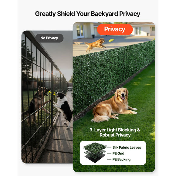 Ivy Privacy Fence, 59 x 98 in Artificial Green Wall Screen, Greenery Ivy Fence with Mesh Cloth Backing and Strengthened Joint, Faux Hedges Vine Leaf Decoration for Outdoor Garden, Yard, Balcony