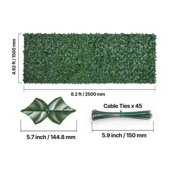 Ivy Privacy Fence, 59 x 98 in Artificial Green Wall Screen, Greenery Ivy Fence with Mesh Cloth Backing and Strengthened Joint, Faux Hedges Vine Leaf Decoration for Outdoor Garden, Yard, Balcony