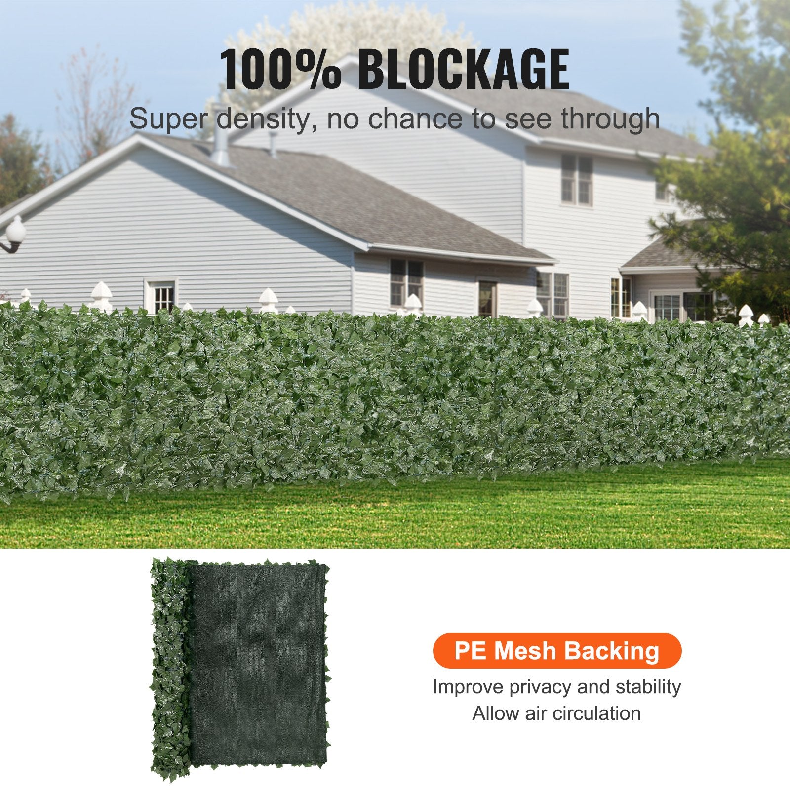 VEVOR Ivy Privacy Fence, 59 x 98 in Artificial Green Wall Screen, Greenery Ivy Fence with Mesh Cloth Backing and Strengthened Joint, Faux Hedges Vine Leaf Decoration for Outdoor Garden, Yard, Balcony