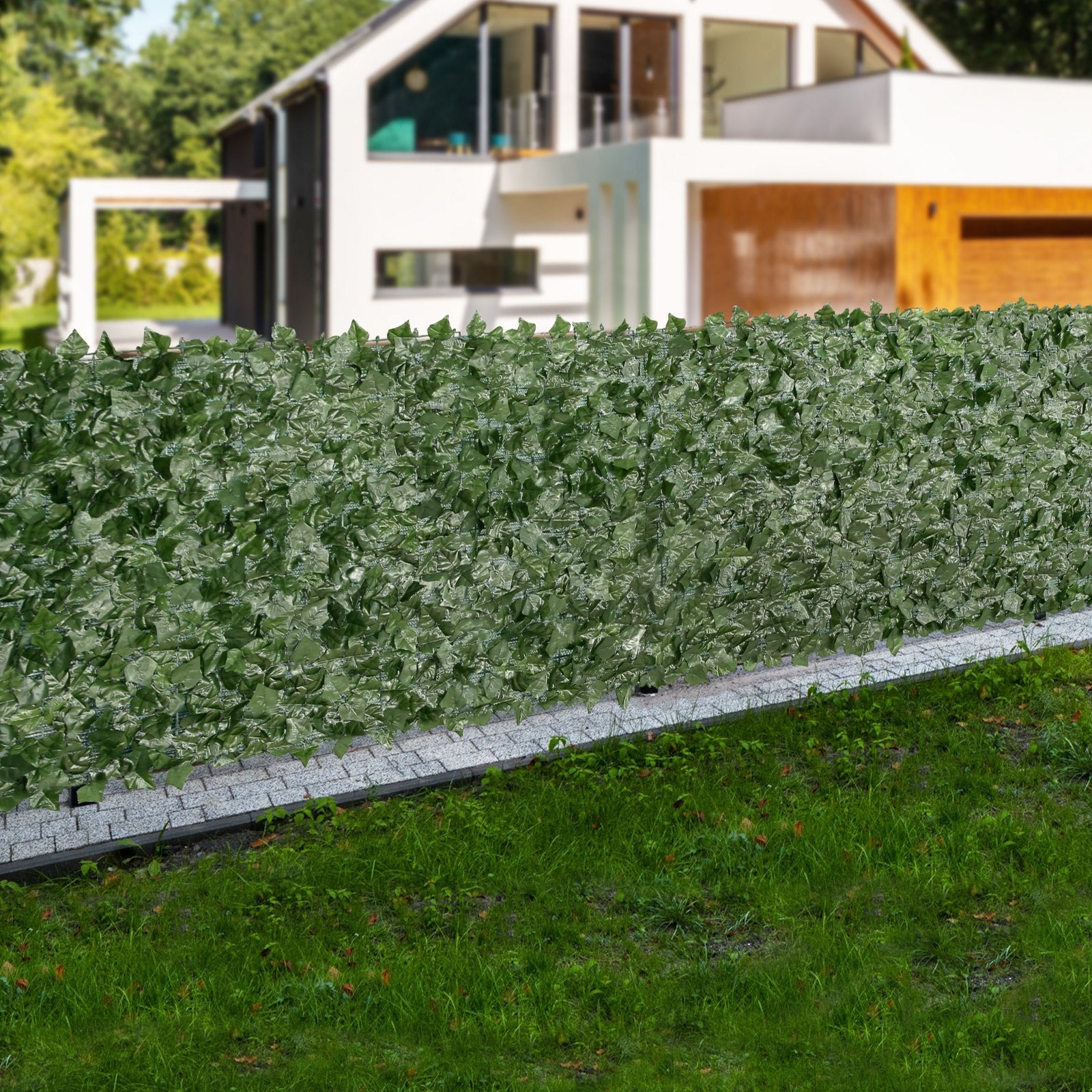 VEVOR Ivy Privacy Fence, 59 x 98 in Artificial Green Wall Screen, Greenery Ivy Fence with Mesh Cloth Backing and Strengthened Joint, Faux Hedges Vine Leaf Decoration for Outdoor Garden, Yard, Balcony