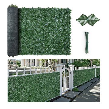 Ivy Privacy Fence, 2440 x 1830 mm Artificial Green Wall Screen, Greenery Ivy Fence with Strengthened Joint, Faux Hedges Vine Leaf Decoration for Outdoor Garden, Yard, Balcony, Patio Decor
