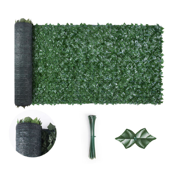 Ivy Privacy Fence, 2440 x 1830 mm Artificial Green Wall Screen, Greenery Ivy Fence with Strengthened Joint, Faux Hedges Vine Leaf Decoration for Outdoor Garden, Yard, Balcony, Patio Decor
