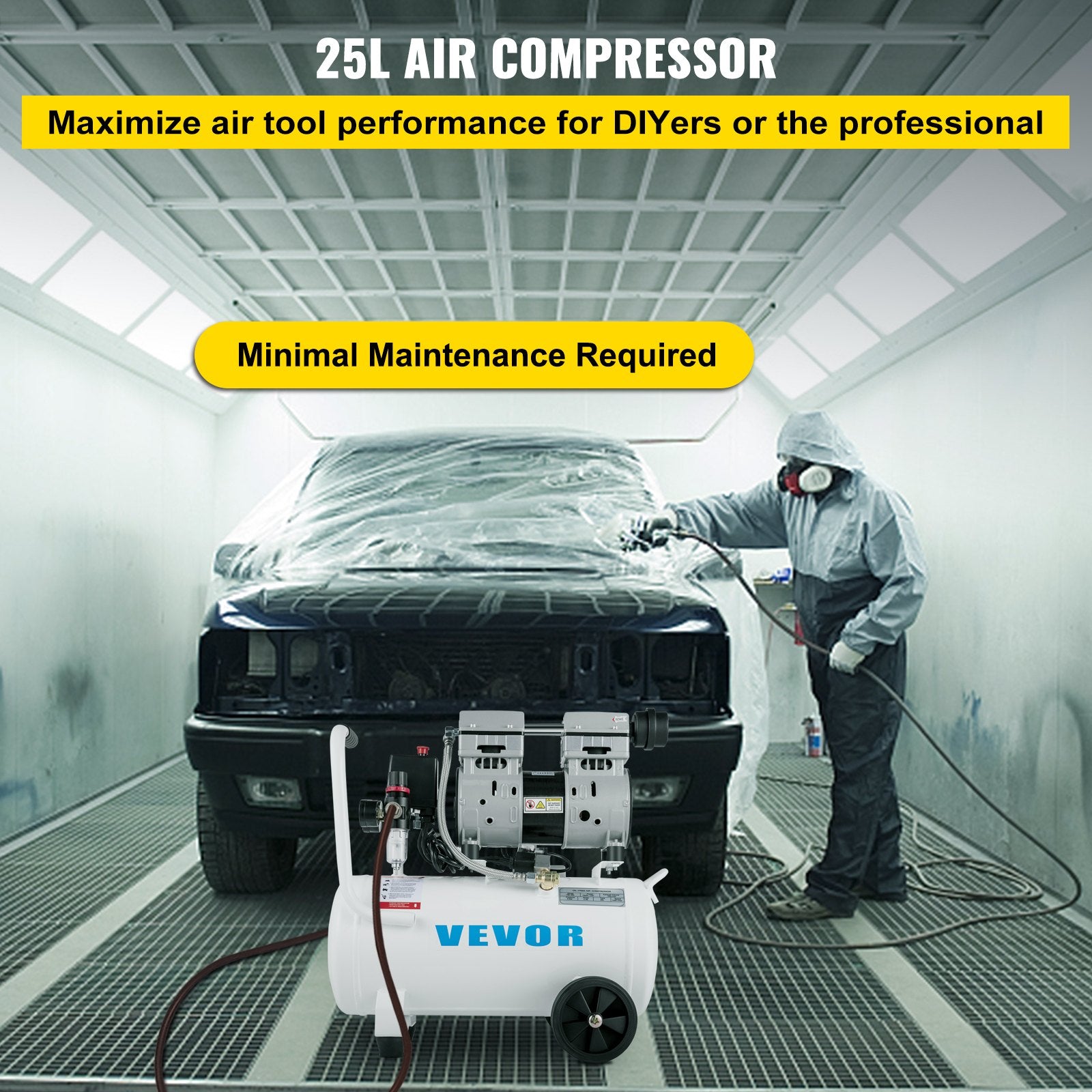 VEVOR Air Compressor 6.6 Gallon, Portable Air Compressor 1 HP, Oil Free Air Compressor Steel Tank 750W,  Pancake Air Compressor 115 PSI, Ultra Quiet Compressor for Home Repair, Tire Inflation - 0