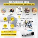 VEVOR Air Compressor 6.6 Gallon, Portable Air Compressor 1 HP, Oil Free Air Compressor Steel Tank 750W,  Pancake Air Compressor 115 PSI, Ultra Quiet Compressor for Home Repair, Tire Inflation-3