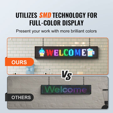 Programmable LED Sign, P10 Full Color LED Scrolling Panel, DIY Custom Text Animation Pattern Display Board, WIFI USB Control Message Shop Sign for Store Business Party Bar Advertising, 99x19cm - 0