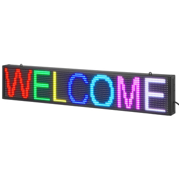 VEVOR Programmable LED Sign, P10 Full Color LED Scrolling Panel, DIY Custom Text Animation Pattern Display Board, WIFI USB Control Message Shop Sign for Store Business Party Bar Advertising, 99x19cm