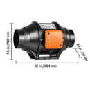 Inline Duct Fan, 102mm 129.7 CFM with Variable Speed Controller, Quiet AC-motor Ventilation Exhaust Fan for Cooling Booster, Grow Tents, Hydroponics-8