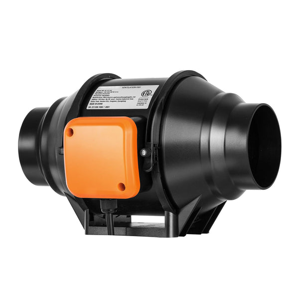 Inline Duct Fan, 102mm 129.7 CFM with Variable Speed Controller, Quiet AC-motor Ventilation Exhaust Fan for Cooling Booster, Grow Tents, Hydroponics