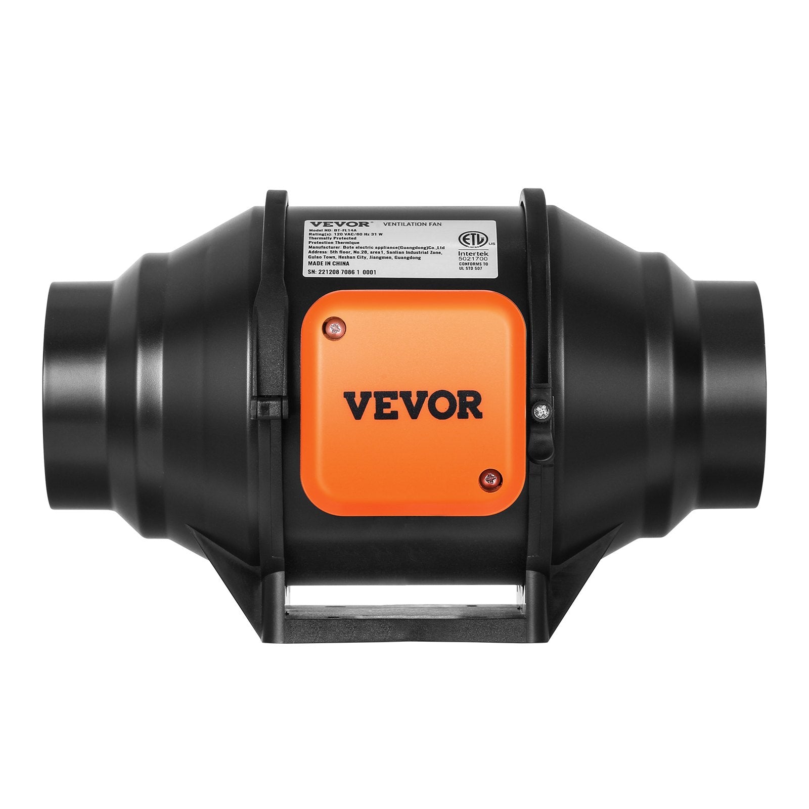 VEVOR Inline Duct Fan, 102mm 129.7 CFM with Variable Speed Controller, Quiet AC-motor Ventilation Exhaust Fan for Cooling Booster, Grow Tents, Hydroponics