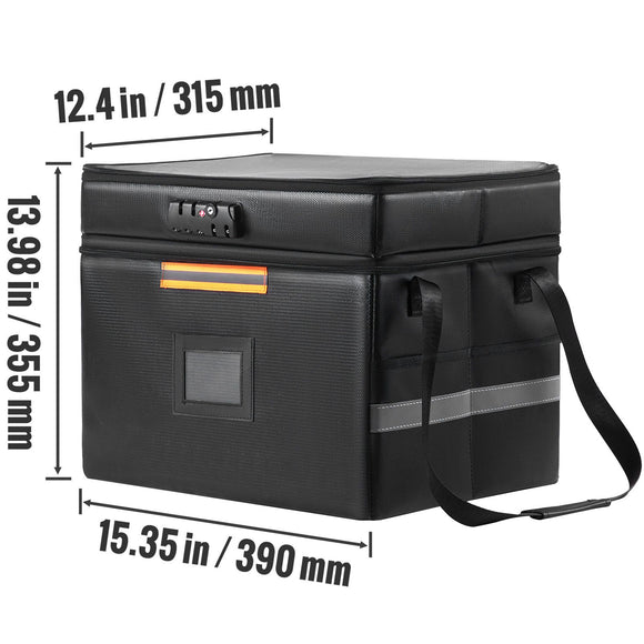 Fireproof Document Box, Fireproof Document Bag with Lock 2000_, Fireproof and Waterproof File Box 450x140x315 mm with Zipper & Handle, for Money, Documents, Jewelry and Passport