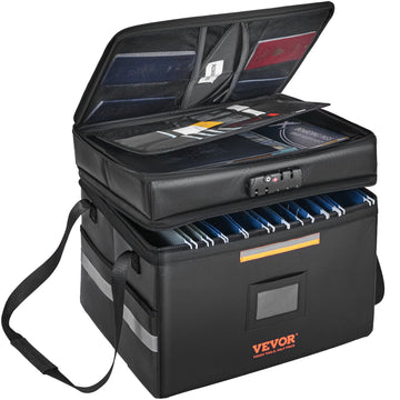 VEVOR Fireproof Document Box, Fireproof Document Bag with Lock 2000_, Fireproof and Waterproof File Box 450x140x315 mm with Zipper & Handle, for Money, Documents, Jewelry and Passport