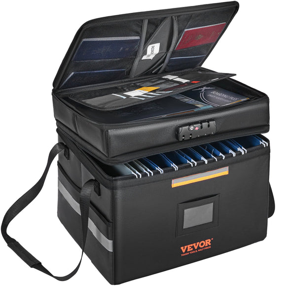 VEVOR Fireproof Document Box, Fireproof Document Bag with Lock 2000_, Fireproof and Waterproof File Box 450x140x315 mm with Zipper & Handle, for Money, Documents, Jewelry and Passport