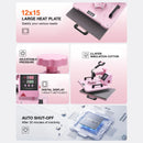 Heat Press Machine 12x15 in 5 in 1 with 30oz Tumbler Press T-Shirts Pink-6