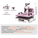 Heat Press Machine 12x15 in 5 in 1 with 30oz Tumbler Press T-Shirts Pink-7
