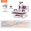 VEVOR Heat Press Machine 12x15 in 5 in 1 with 30oz Tumbler Press T-Shirts Pink-7
