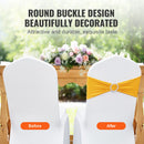 Stretch Spandex Chair Sashes, Chair Slipcover and Stretch Chair Sash with Round Buckle, Elastic Chair Bands, Fitting Wedding, Holiday, Banquet, Party Chair Decoration (100 PCS Golden Yellow)-4