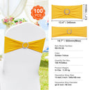 Stretch Spandex Chair Sashes, Chair Slipcover and Stretch Chair Sash with Round Buckle, Elastic Chair Bands, Fitting Wedding, Holiday, Banquet, Party Chair Decoration (100 PCS Golden Yellow)-7