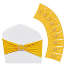 Stretch Spandex Chair Sashes, Chair Slipcover and Stretch Chair Sash with Round Buckle, Elastic Chair Bands, Fitting Wedding, Holiday, Banquet, Party Chair Decoration (100 PCS Golden Yellow)-9