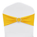 Stretch Spandex Chair Sashes, Chair Slipcover and Stretch Chair Sash with Round Buckle, Elastic Chair Bands, Fitting Wedding, Holiday, Banquet, Party Chair Decoration (100 PCS Golden Yellow)-10