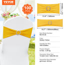 VEVOR Stretch Spandex Chair Sashes, Chair Slipcover and Stretch Chair Sash with Round Buckle, Elastic Chair Bands, Fitting Wedding, Holiday, Banquet, Party Chair Decoration (100 PCS Golden Yellow)-7