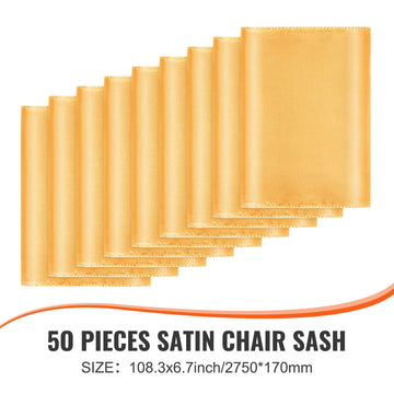 Stretch Spandex Chair Sashes Bows, Chair Slipcover and Stretch Chair Sash, Elastic Chair Bands, Fitting Wedding, Holiday, Banquet, Party, Celebration Chair Decoration (50 PCS Gold) - 0