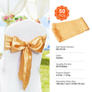 Stretch Spandex Chair Sashes Bows, Chair Slipcover and Stretch Chair Sash, Elastic Chair Bands, Fitting Wedding, Holiday, Banquet, Party, Celebration Chair Decoration (50 PCS Gold)-7