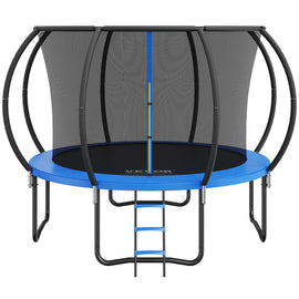 VEVOR 10FT Trampoline, 330 lbs Trampoline with Enclosure Net, Ladder, and Curved Pole, Heavy Duty Trampoline with Jumping Mat and Spring Cover Padding, Outdoor Recreational Trampolines for Kids Adults